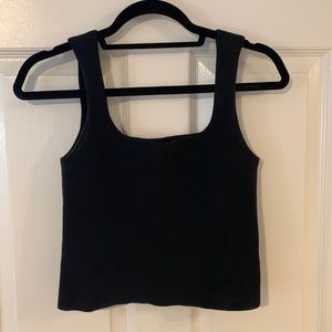 Reformation Cropped Knit Ribbed Sweater Tank, size small in black